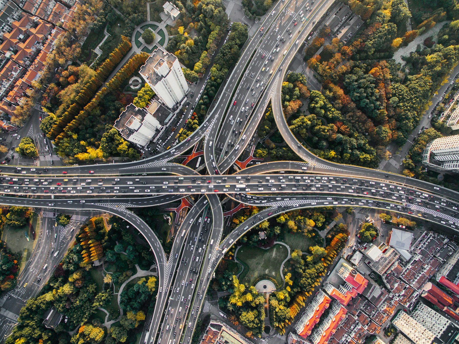 aerial photography of concrete roads: L&D purpose