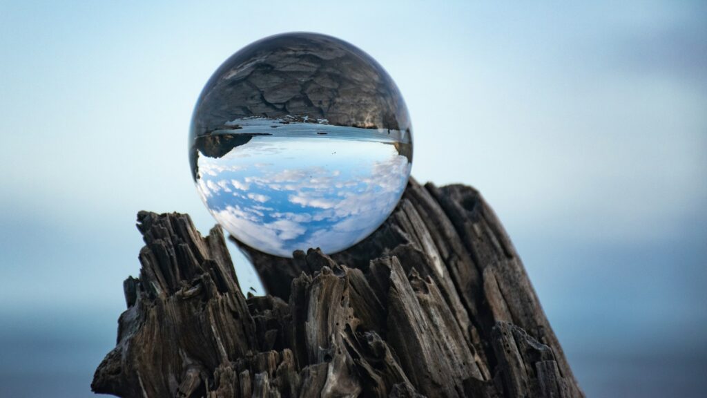 a globe on a stump