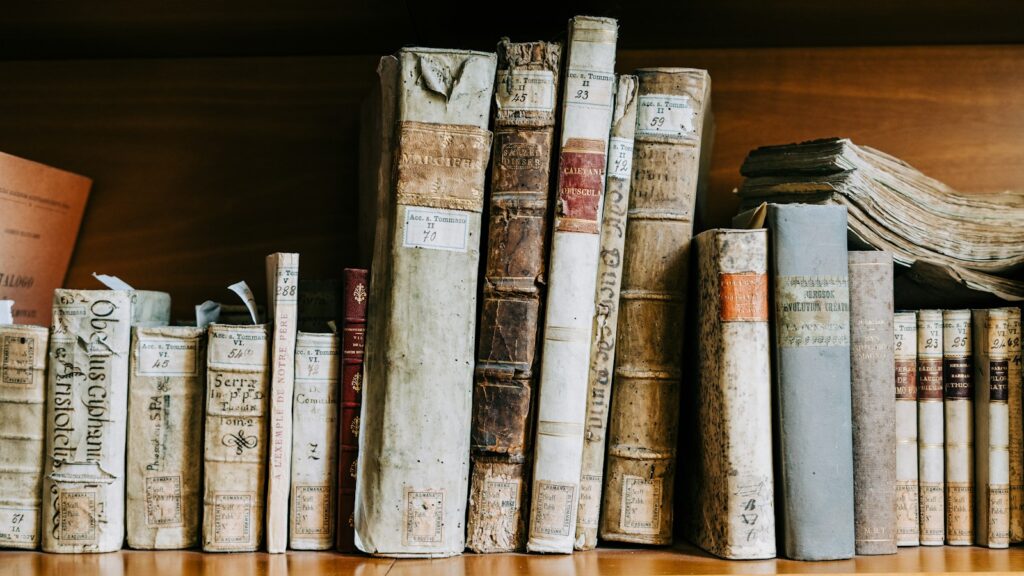 assorted books on brown wooden shelf, learning content legacy