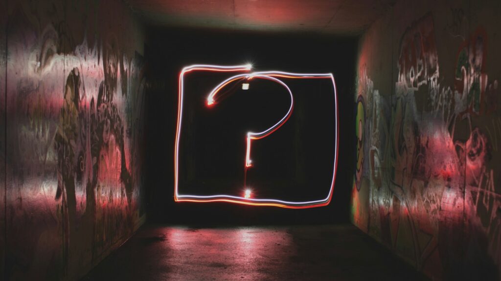 question mark neon signage