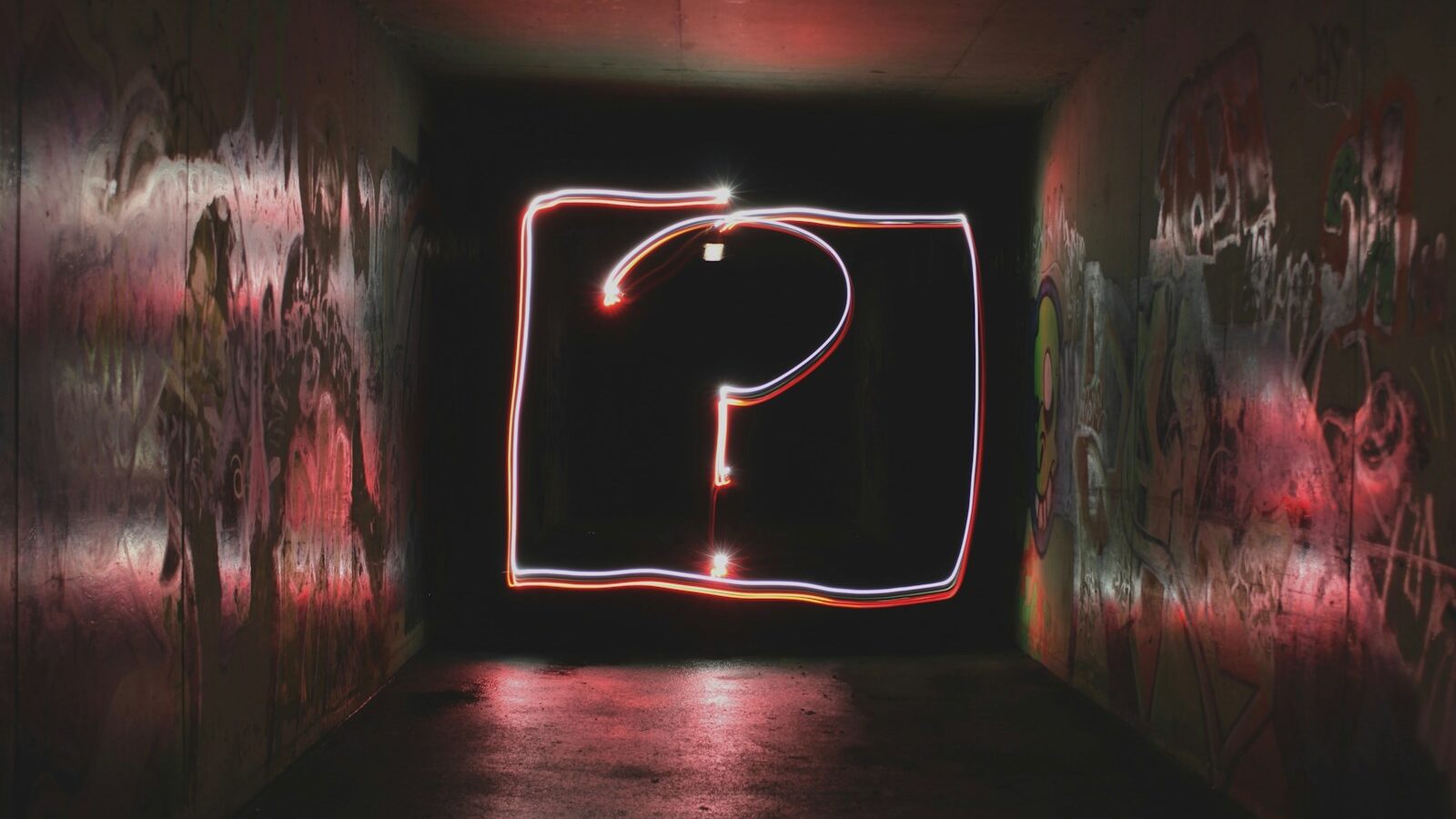 question mark neon signage