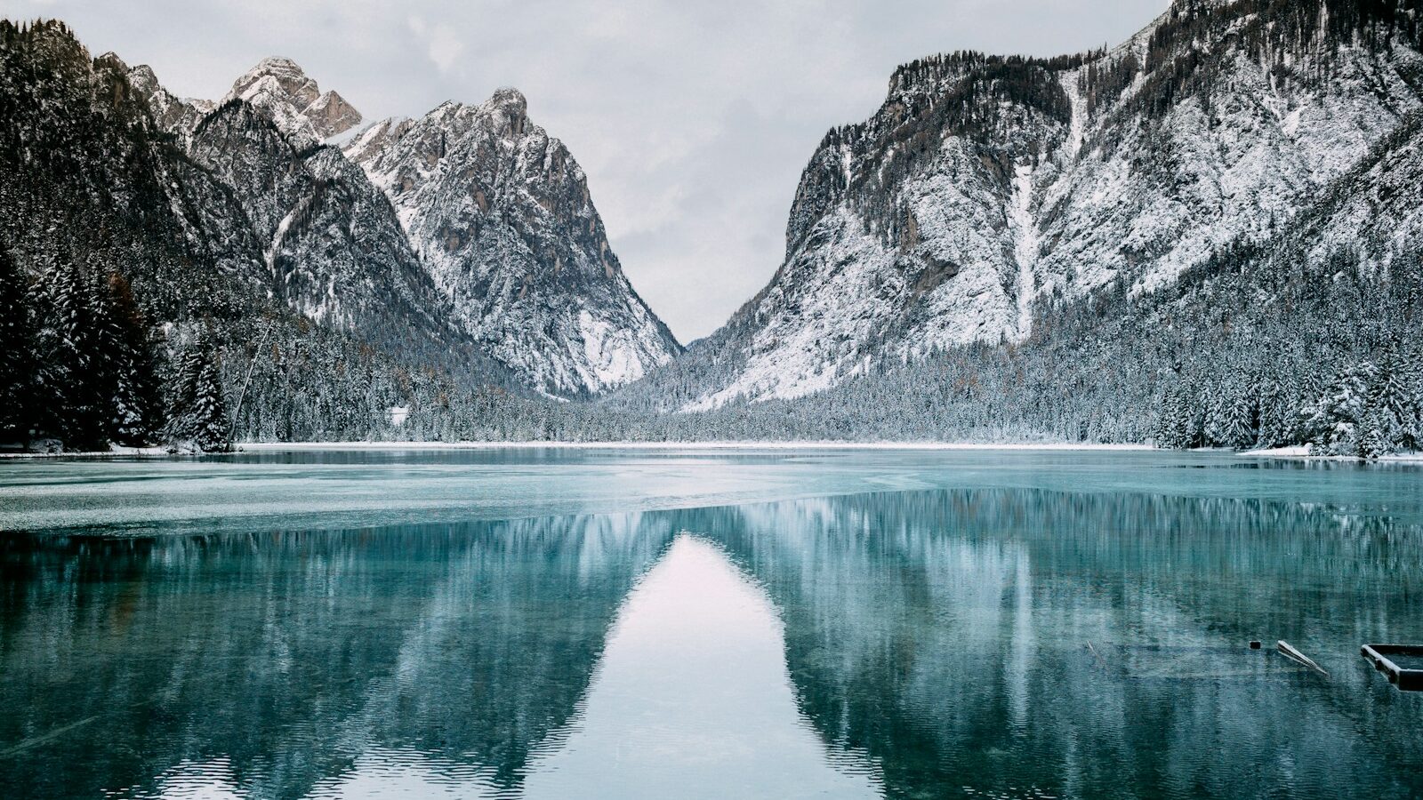 body of water and snow-covered mountains during daytime